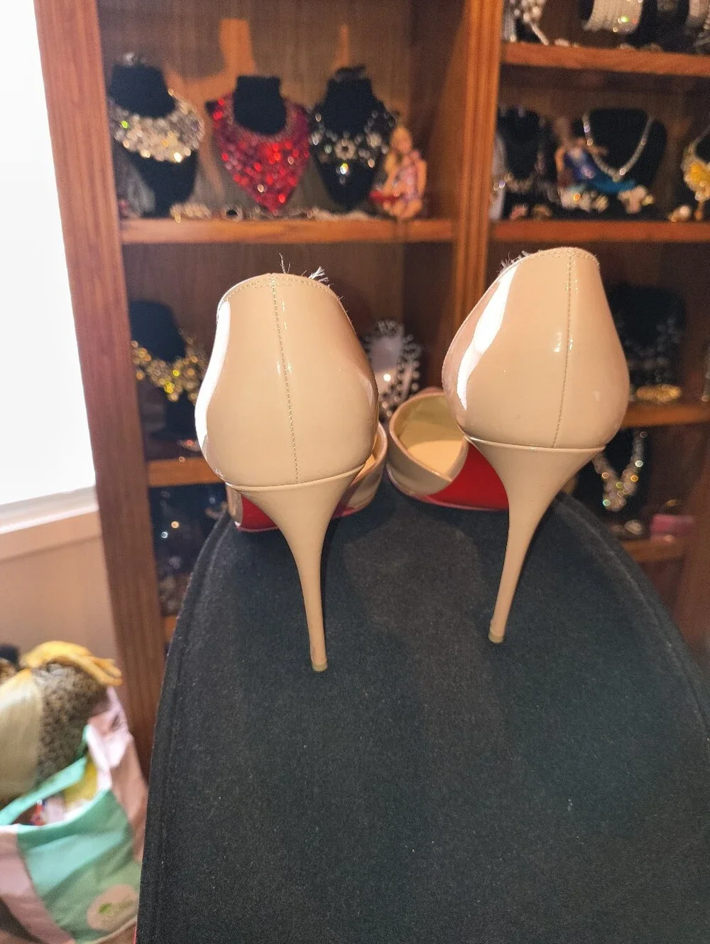 Christian Louboutin Nude Patent Pointed-Toe Stilettos